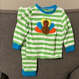 Kids Long Sleeve Turkey Shirt - Green Stripes